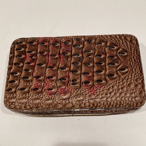 Rustic Couture Brown/Tan  Croc Print Patent leather Clutch Wallet - Picture 2 of 4
